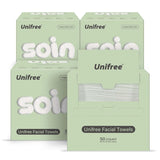 Unifree Facial Towels I Towelettes I Dry Wipes I Makeup Remover I Clean Facial Tissues in Box, Large Size 11.8 x 9.8 Inch, 50 Count Per Box, 4-boxes Value Pack, Total 200 Count